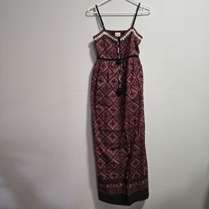 Label Ritu Kimar Elegant Burgundy and Black Maxi Dress Shells Embellishment